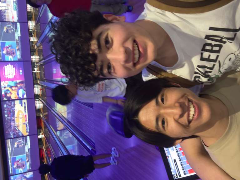 James Gerhard and friend bowling.