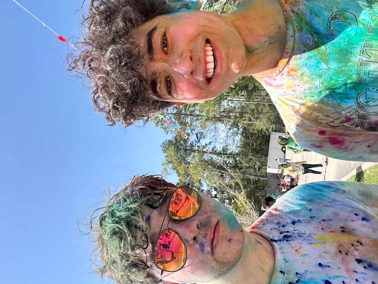James Gerhard and friend at Holi festival.
